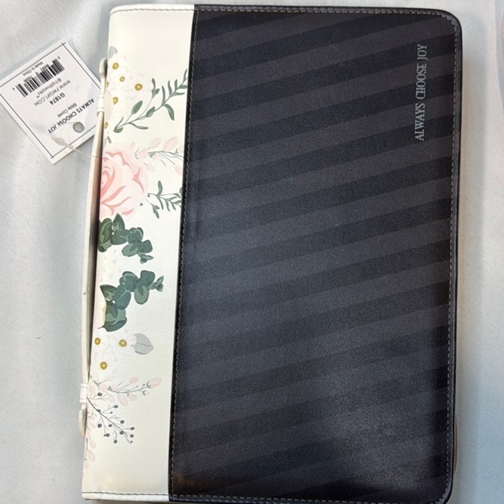 Floral Bible Cover Case with Handle, Zipper, “Always Choose Joy” on back, BNWT - Picture 9 of 11